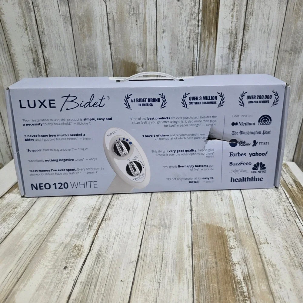 Luxe Bidet Neo 120 White Self-Cleaning Nozzle Bidet Attachment Home Installation